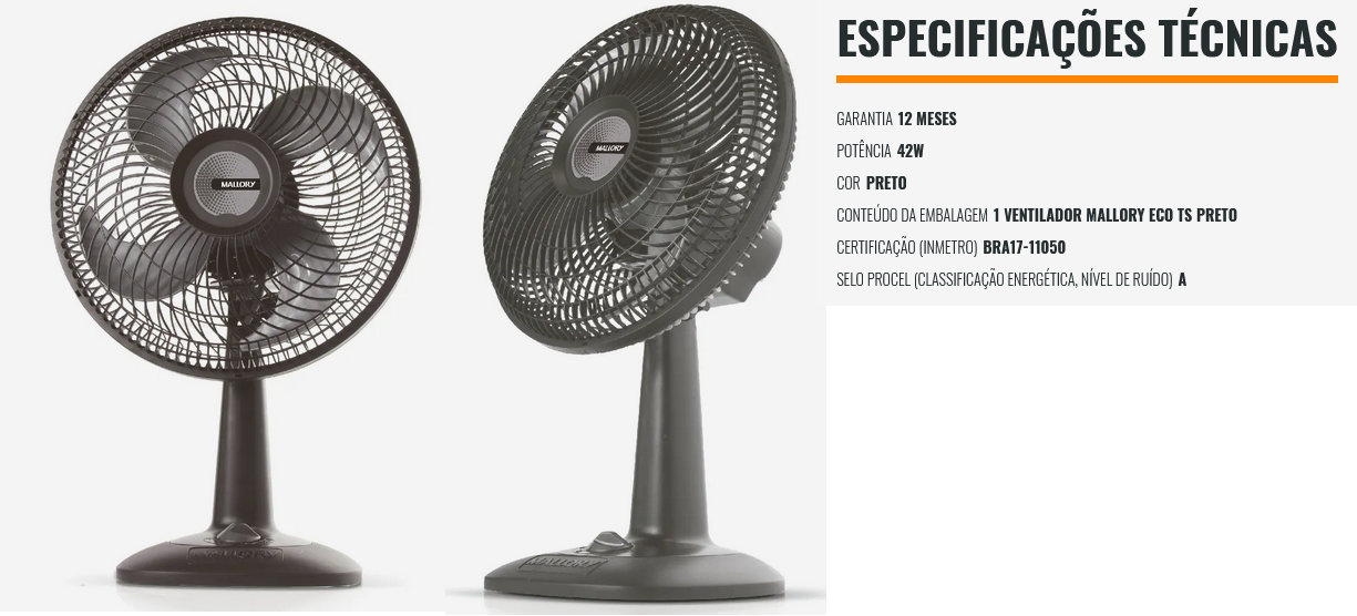 VENTILADOR MALLORY 30CM MESA TURBO ECO TS 4 PAS