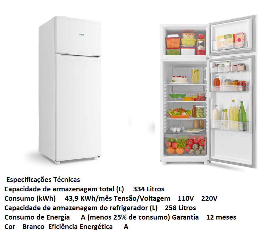 GELADEIRA CONSUL 334 LTS CYCLE DEFROST DUPLEX CRD37