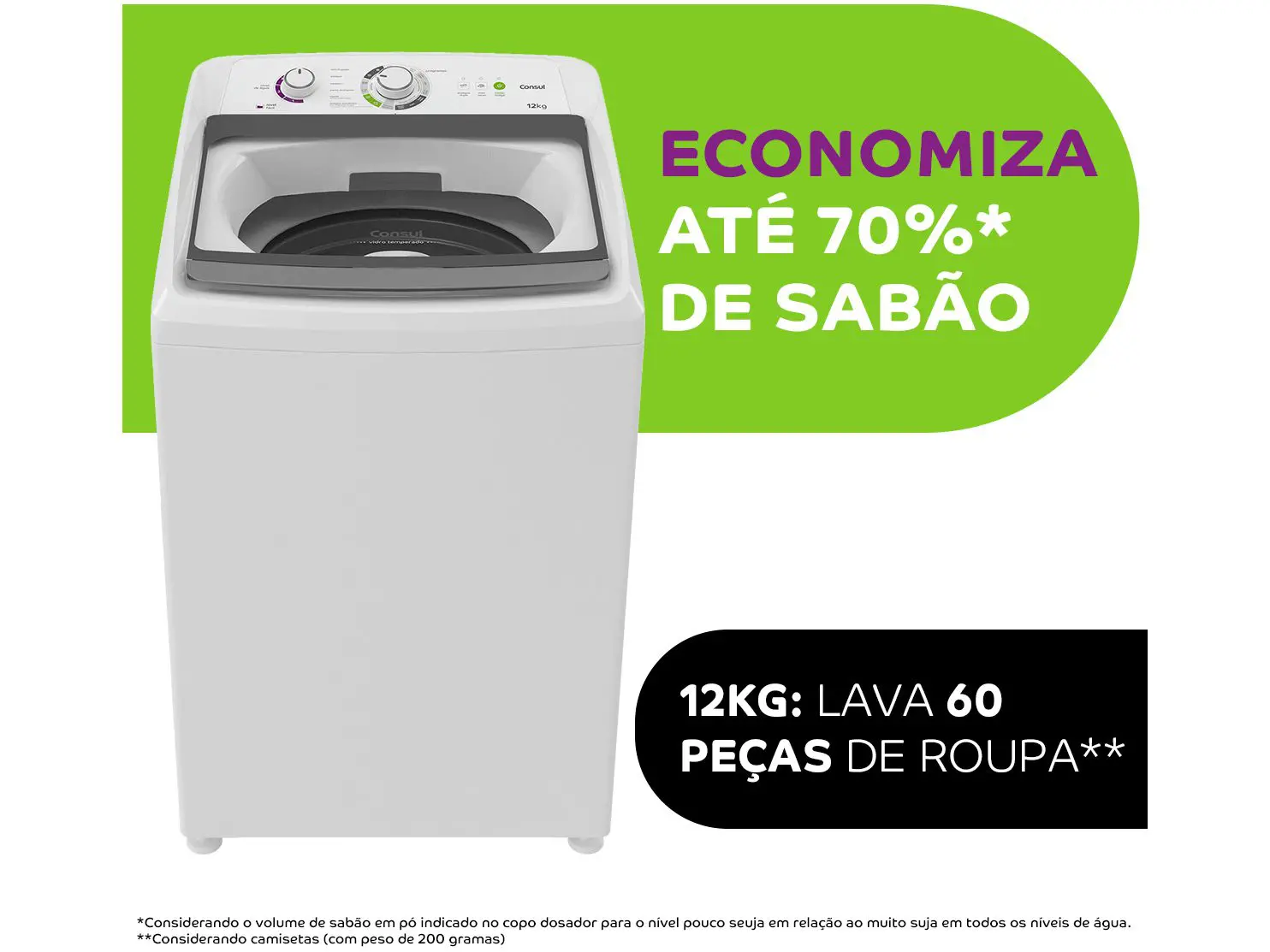 LAVADORA DE ROUPAS CONSUL 12KG CESTO INOX - 16 PROGRAMAS DE LAVAGEM BRANCA CWH12 ABANA