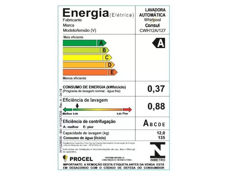 LAVADORA DE ROUPAS CONSUL 12KG CESTO INOX - 16 PROGRAMAS DE LAVAGEM BRANCA CWH12 ABANA