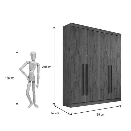 GUARDA ROUPA SOLTEIRO 4 PORTAS E 3 GAVETAS DA VINCI D DORO