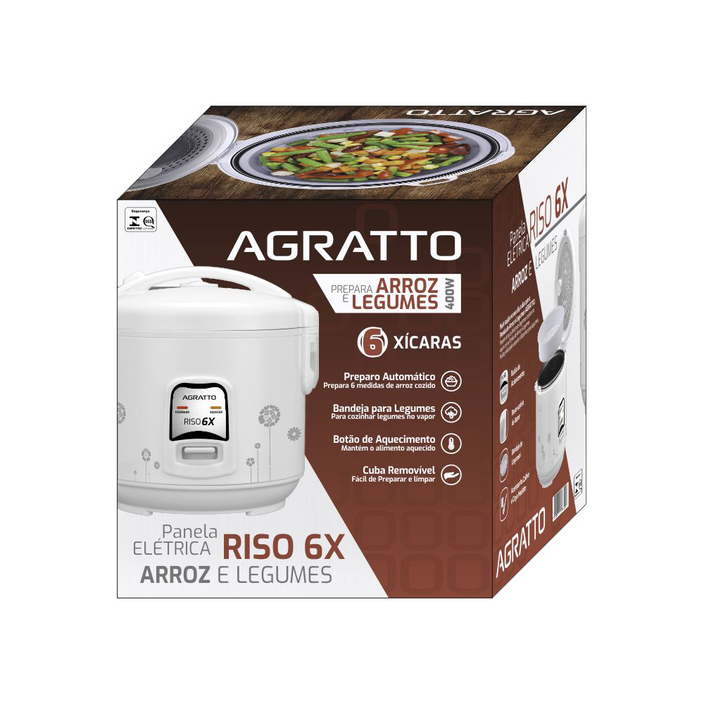 Panela Elétrica De Arroz Agratto 6 Xícaras  - Riso PA6X