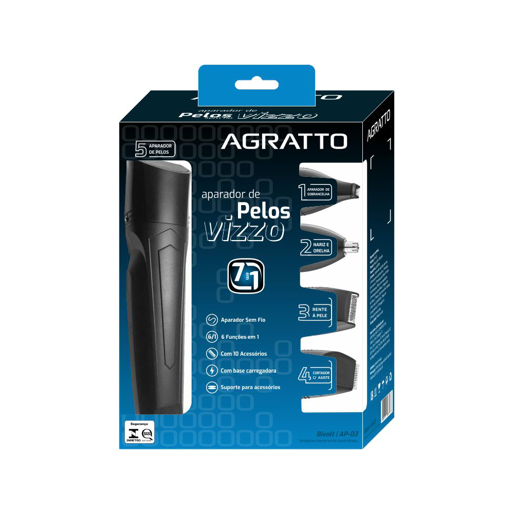 Aparador de Pelos Vizzo 7 em 1 AP03 Bivolt Agratto