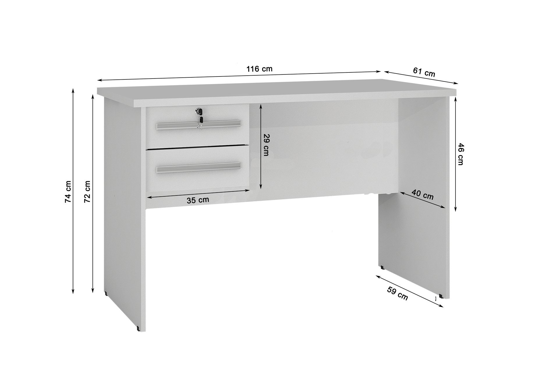 Escrivaninha Mesa para Computador Valdemóveis Byte com 2 Gavetas - Com Chave