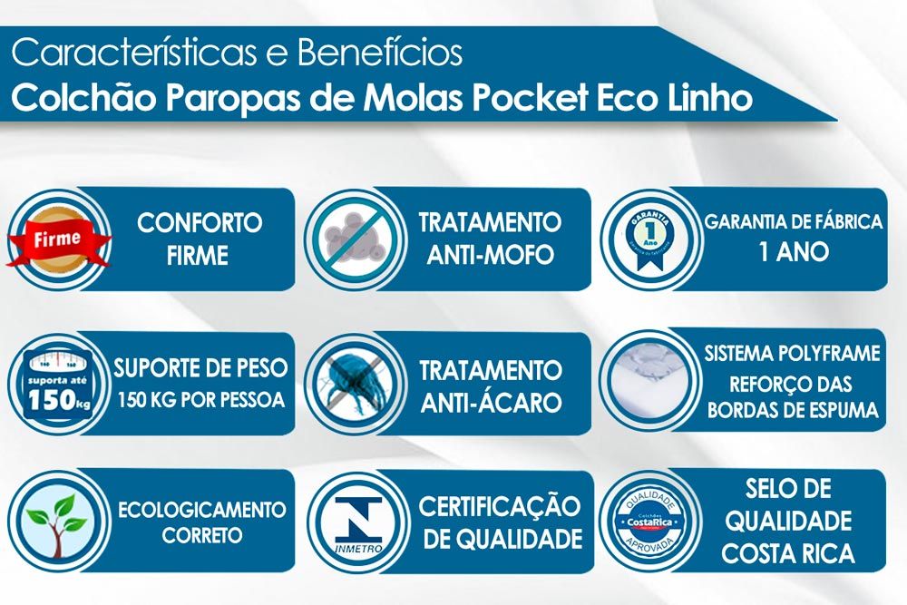 COLCHÃO PAROPAS ECO LINHO EURO PILLOW CASAL 150KG