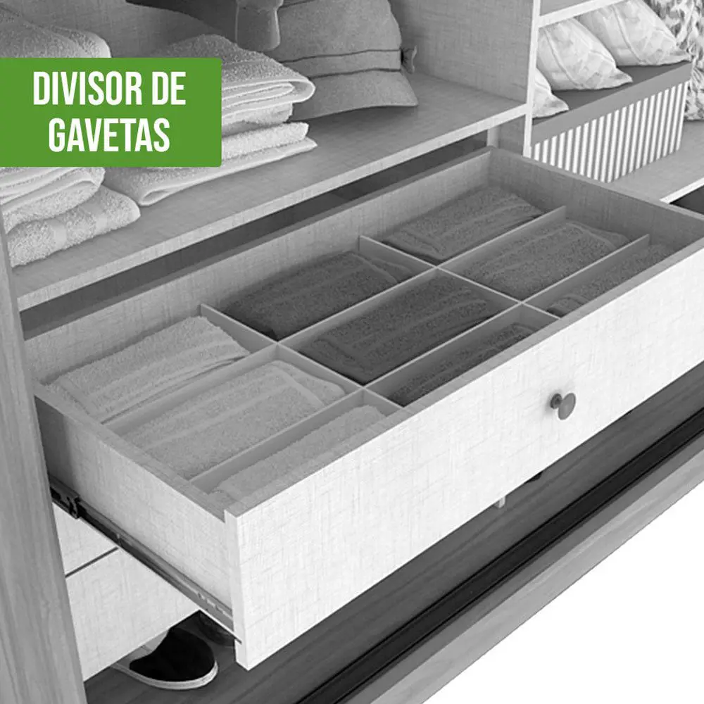 GUARDA ROUPA LOPAS CASAL SPAZIO 3 PORTAS DE CORRER 6 GAVETAS