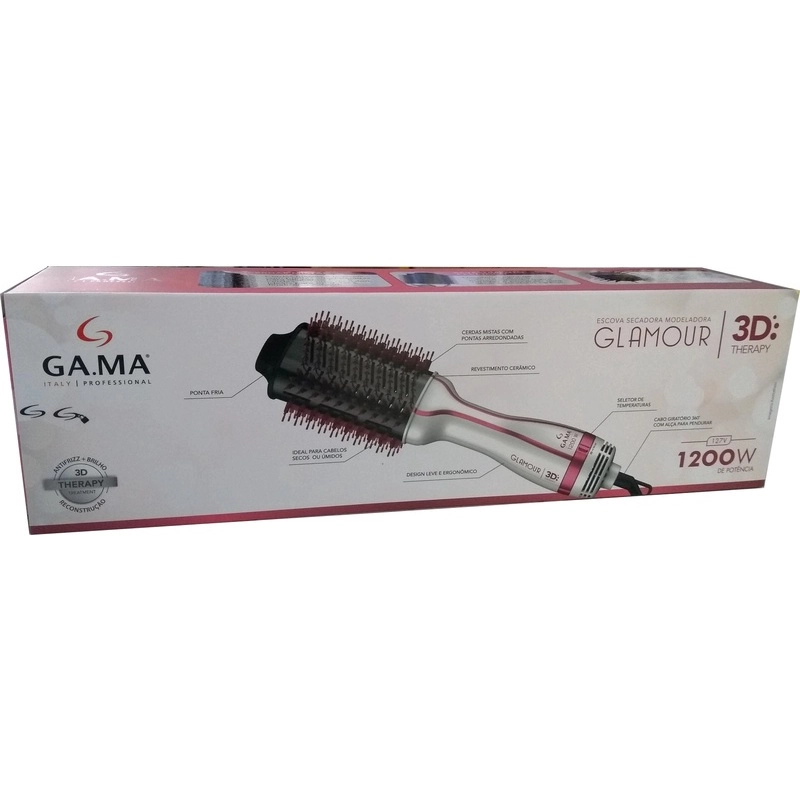 ESCOVA SECADORA MODELADORA GAMA GLAMOUR PINK BRUSH 3D 1200W - 127V