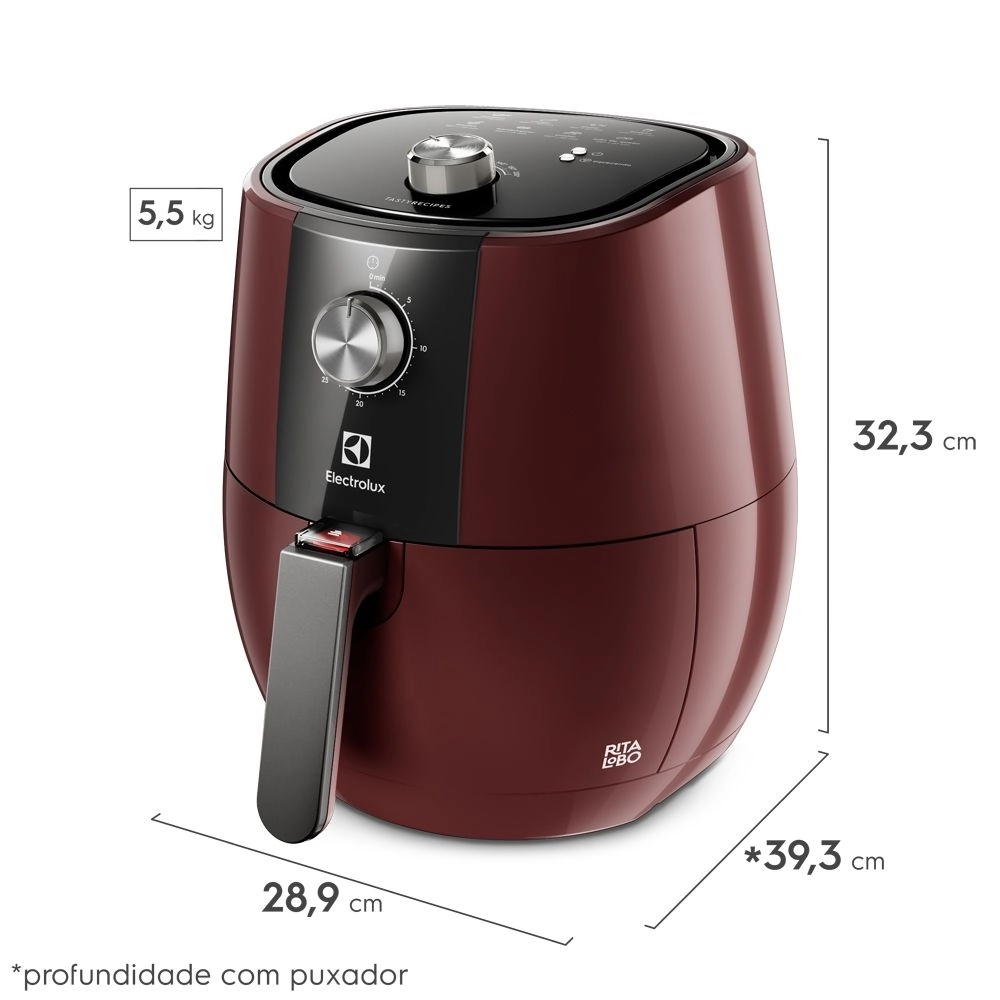 AIRFRYER ELECTROLUX GRAND 4L VERMELHA EFFICIENT POR RITA LOBO (EAF31)