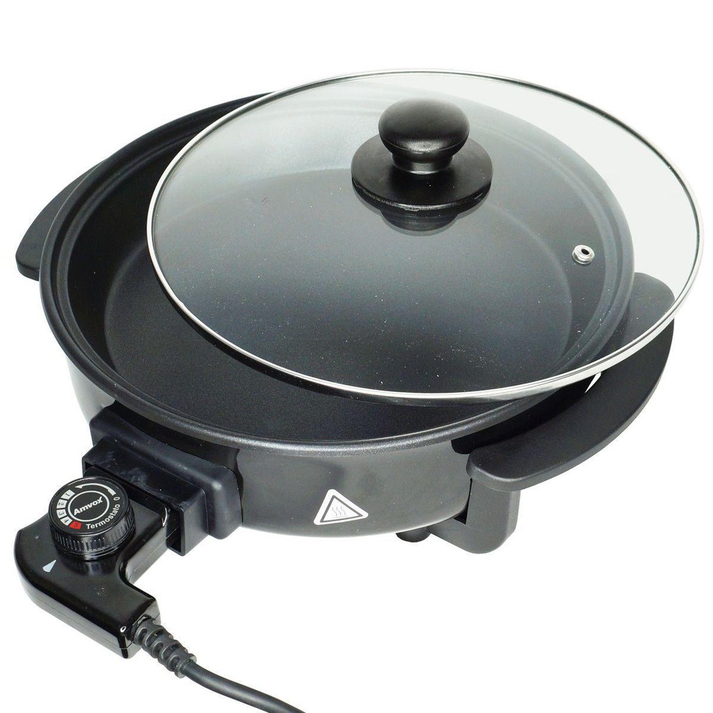 Panela Elétrica Amvox Grill Redonda Antiaderente Multifuncional 40cm 1200W APE 4000