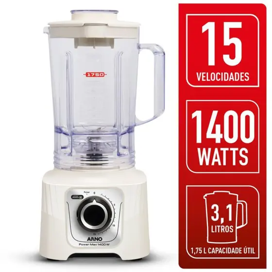 LIQUIDIFICADOR ARNO POWER MAX 1400W 5 VELOCIDADES