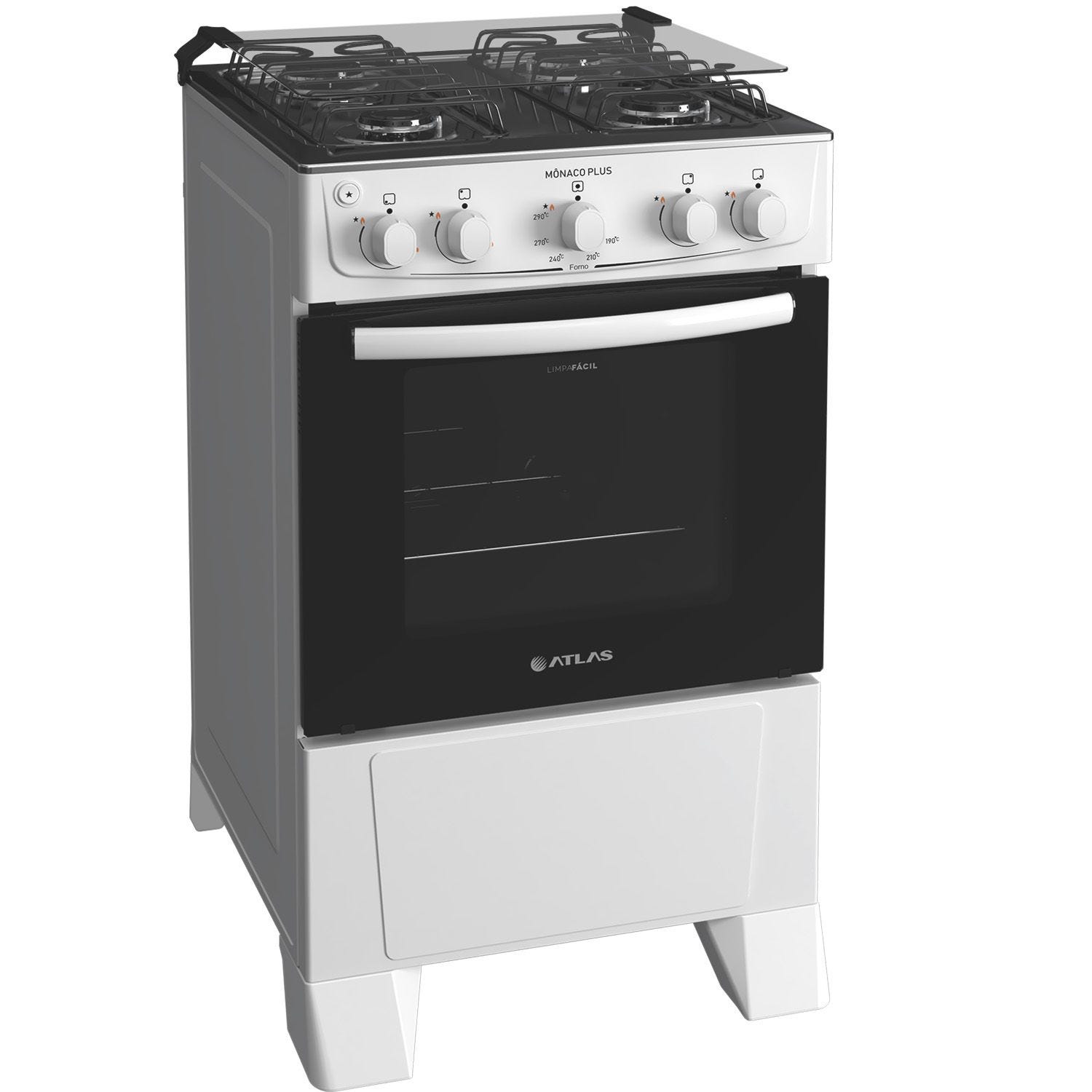 FOGÃO ATLAS 4 BOCAS COM MESA INOX MÔNACO PLUS