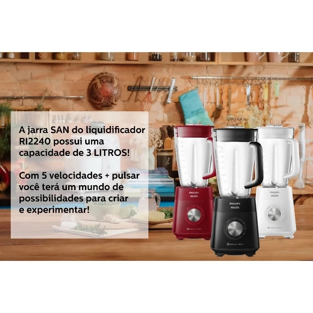 LIQUIDIFICADOR PHILIPS WALITA PROBLEND 5 VELOCIDADES SERIE 5000 - 6 RI2240